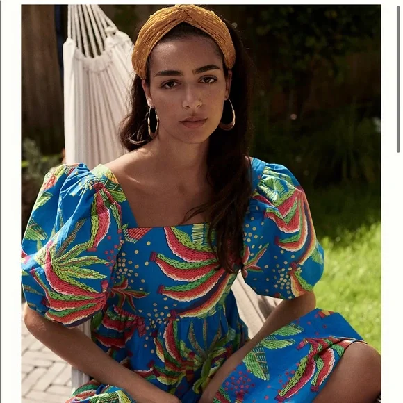 farm rio blue banana dress FARM Rio Blue Banana Grapes Sleeveless Lenzing Ecovero Maxi Dress, Banana Grapes Blue / XXS main image 0